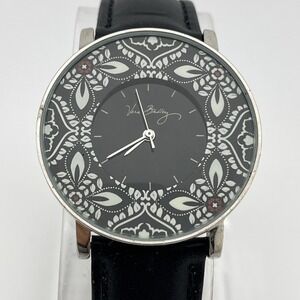 Vera Bradley‎ Watch Women Barcelona Pattern Black Leather Band- New Battery